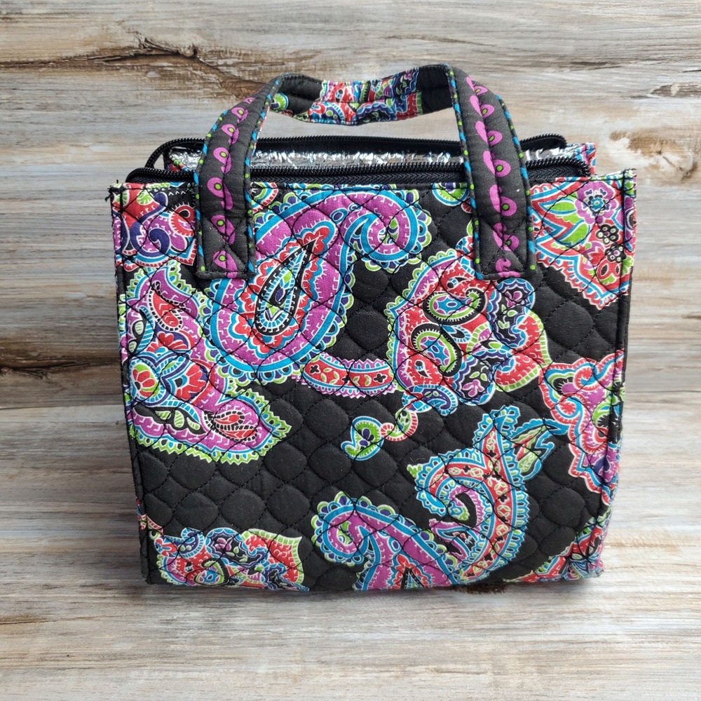 Liz Claiborne Print Studio Insulated Lunch Bag Quilted Paisley Multicolor Tote